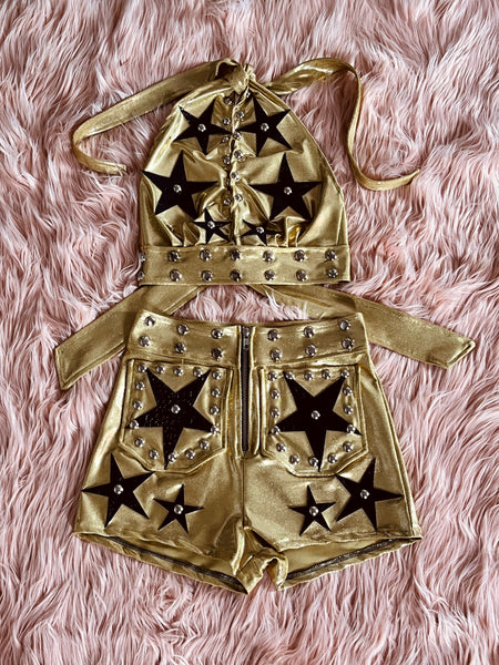 The "Queen Bitch" Hot Pant Set (Glitter Spandex)