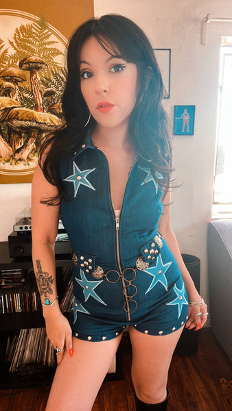 The "Little Bitch Blue" Playsuit (READY TO SHIP)